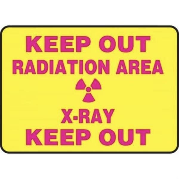 Accuform Radiation & Laser Sign, 10 in H x 14 in W, Adhesive Dura-Poly MRAD919XV - main